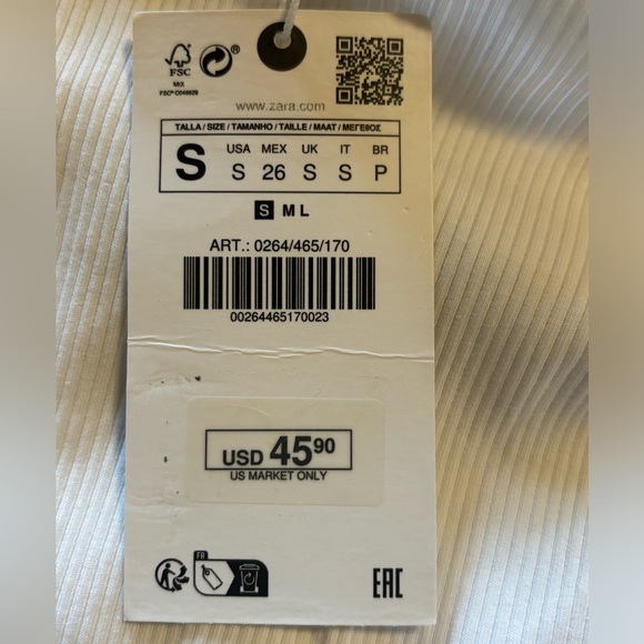 Zara- Round neck tan and white dress - Picture 7 of 8